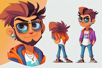 create a professional 2d digital character design
