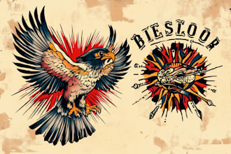 make traditional or old school tattoo design