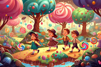 draw children book illustration and children book story illustration