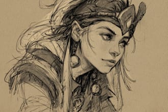do fantasy character sketch for you