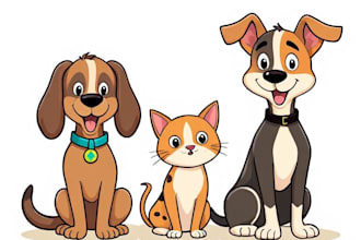 make vector illustration dog cat animal pet cartoon potrait