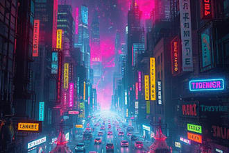 do cyberpunk futuristic city art