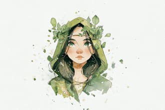 make a digital watercolor character art