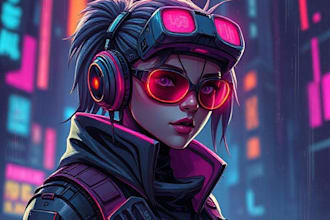 design anime character , cyberpunk character