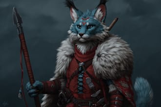 design furry art, fursona, dnd furry character and anthro art, sfw