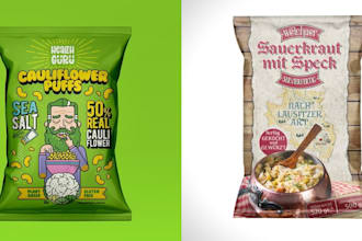 design pouch and box label or packaging design