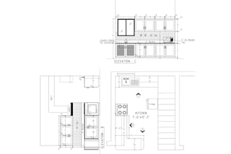 some kitchen 2d detail plan and elevation