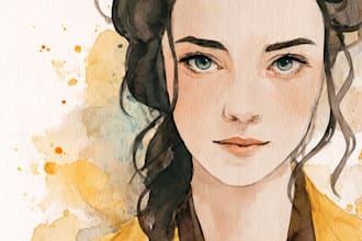 make a digital watercolor character art