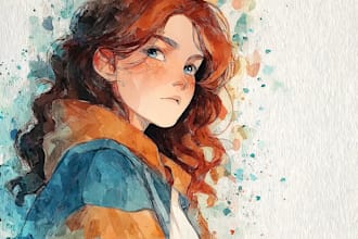 make a digital watercolor character art