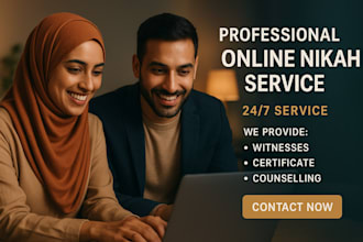 officiate online nikah ceremony with certificate