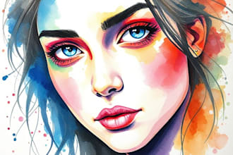 paint a colorful portrait in watercolor