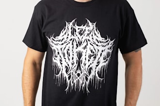 do unique death brutal font, black metal t shirt logo