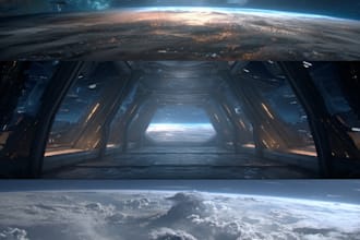 create high quality space art and futuristic space scenes