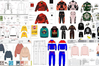 design clothing mockups, jackets, sports jersey, hoodie techpack, apparel design