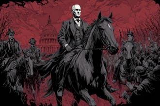 draw a stylish political cartoon in fantasy style