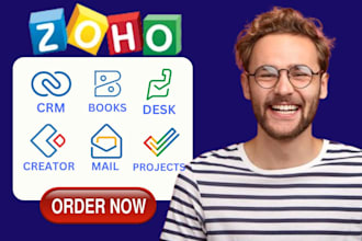 set up and customize zoho CRM,zoho desk,zoho books, zoho creator, zoho projects