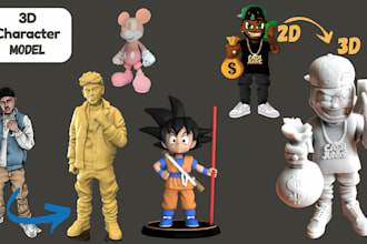 convert 2d to 3d printable model stylized 3d character design 2d to 3d model