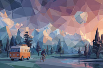 create polygonal and low poly illustrations