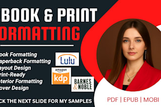 do book formatting and layout design for print and ebook
