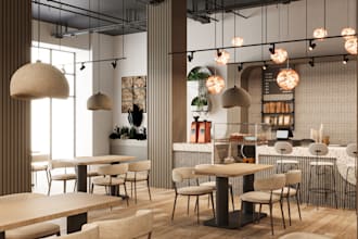 create 3d renderings of cafe,bar, restaurant interior design