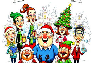 draw christmas cartoon photo portraits and caricatures
