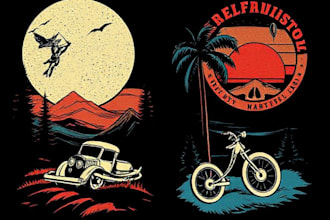 create custom illustrated retro vintage tshirt designs