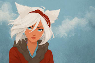 design digital watercolor character art or furry for you
