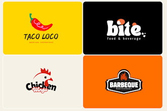 design a unique restaurant, cafe, cloud kitchen, or food brand logo with kit