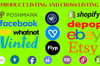 do product listing on poshmark, ebay, depop, vinted, whatnot, noon and  shopify