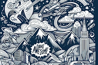 draw awesome line art and silhouette vector illustration