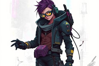 design anime character , cyberpunk character