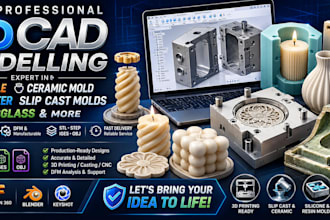 do 3d cad modelling, candle, ceramic mold, coaster slip cast molds, fiberglass