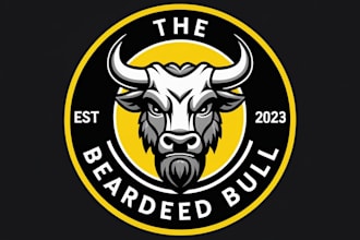 design an attractive bearded bull logo with express delivery