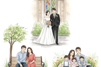 draw family portrait, couple, and  portrait illustration