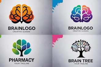 design brain neuro science pharmacy clinic and hospital logo