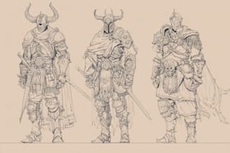 make sketch a concept art and fantasy creature