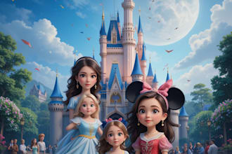 design a professional disney family portrait