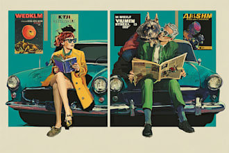 draw a retro vintage comic illustration