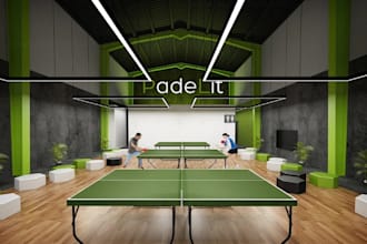 renovate 3d padel court,tennis court,sport facility,hallway design,cgi rendering