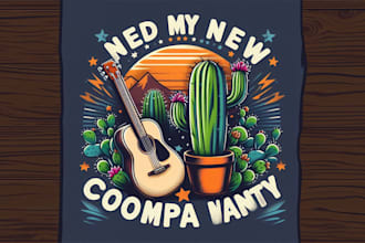 design meaningful guitar t shirt cactus logo in 24 hours