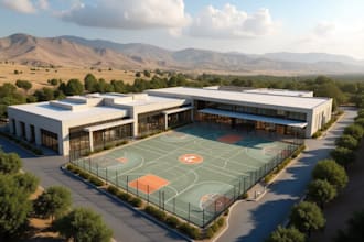 create 3d render and video of your sports complex, stadium, gym