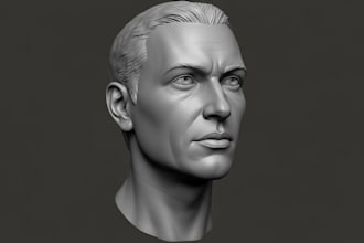 sculpt realistic 3d head, statues, bust model, bust, 3d face model for 3d print