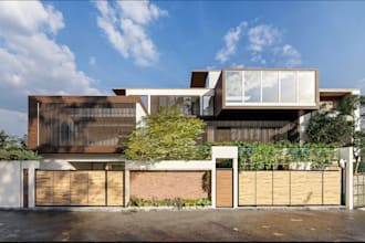 redesign a 3d interior, exterior mockup with professional home styling and decor