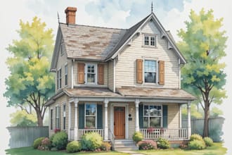 draw a watercolor house painting