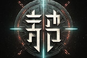 create a design futuristic cyberpunk logo or typography
