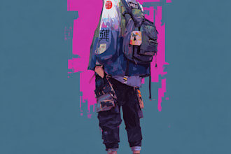 draw cyberpunk, lofi or streetwear anime illustrations