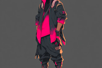 design anime character , cyberpunk character