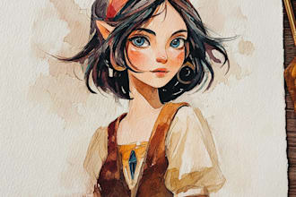 do a digital watercolor character art