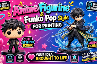 sculpt 3d action figure anime character figurine funko pop for printing