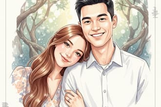 draw family or group portrait illustration from photo